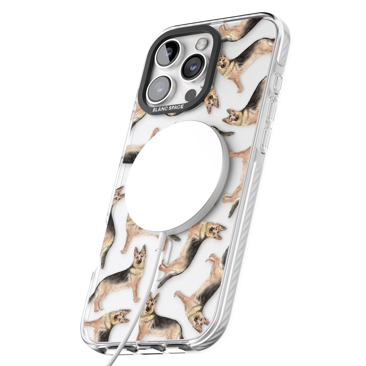 iPhone 16 Pro Max German Shepherd Watercolour Dog Pattern Black Impact Phone Case