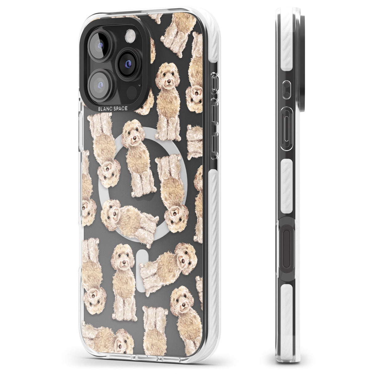 iPhone 16 Pro Max Cockapoo (Champagne) Watercolour Dog Pattern Black Impact Phone Case