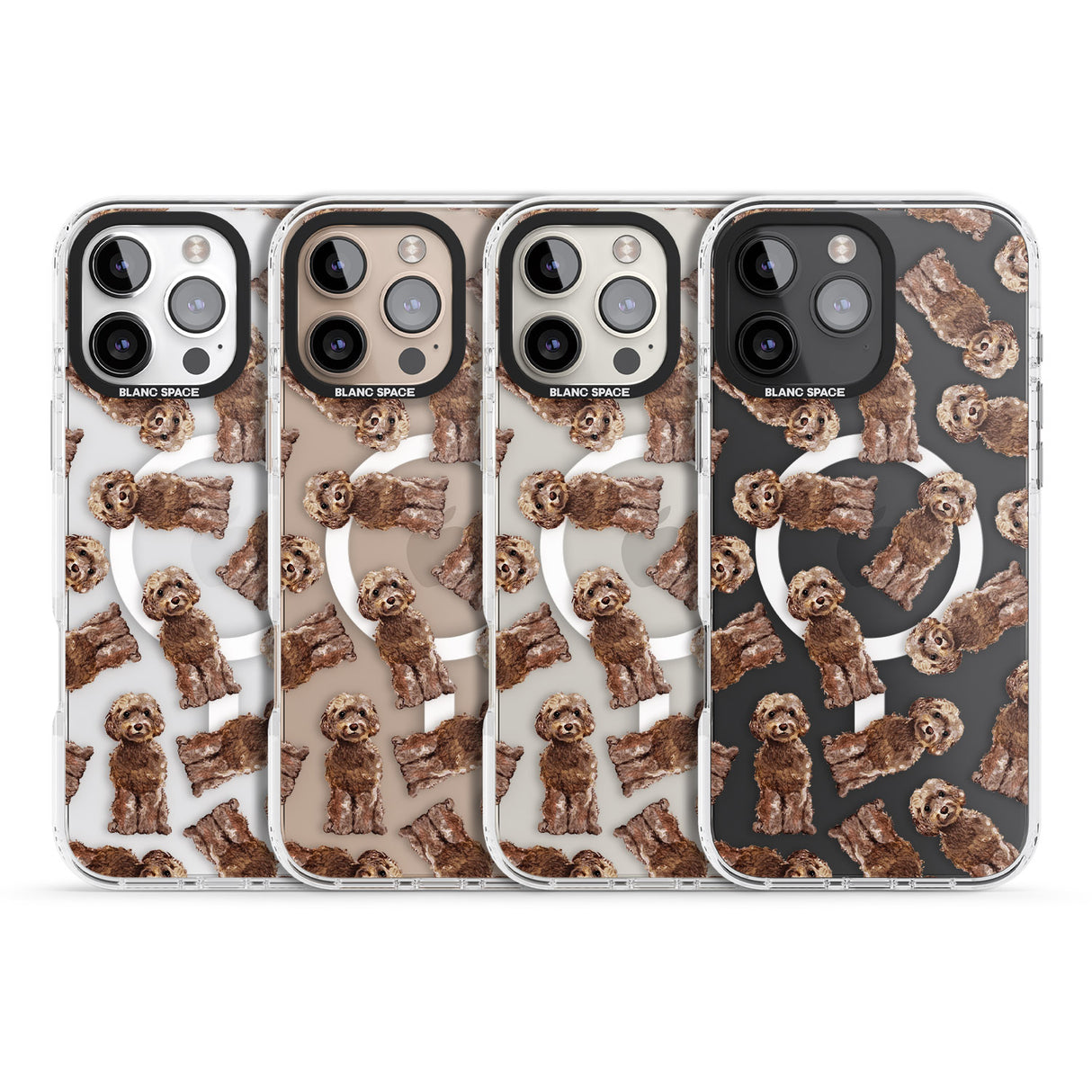 iPhone 16 Pro Max Cockapoo (Brown) Watercolour Dog Pattern Black Impact Phone Case