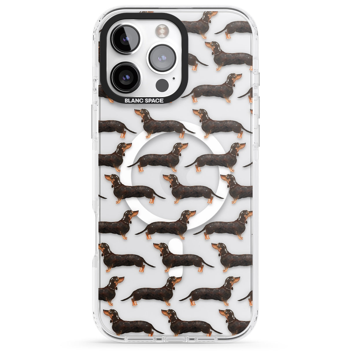 iPhone 16 Pro Max Dachshund (Black & Tan) Watercolour Dog Pattern Black Impact Phone Case