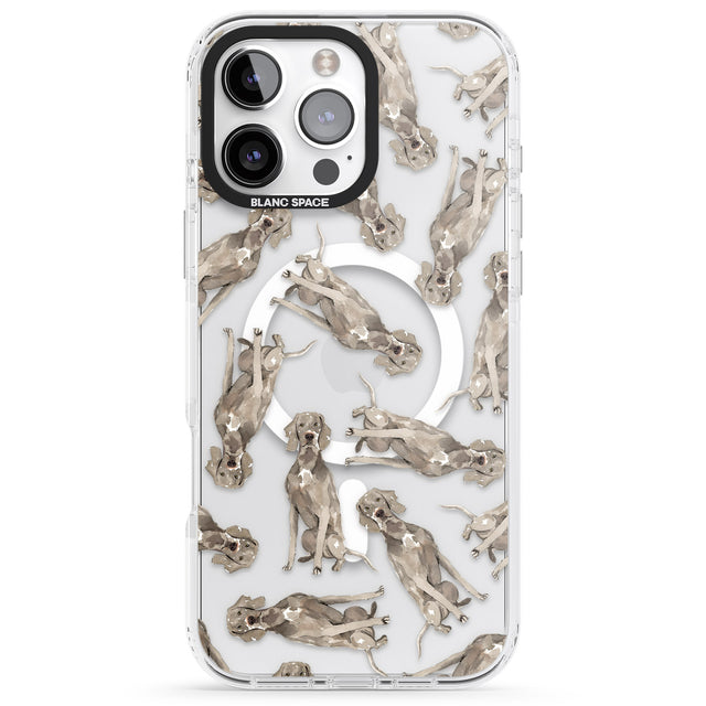 iPhone 16 Pro Max Weimaraner Watercolour Dog Pattern Black Impact Phone Case