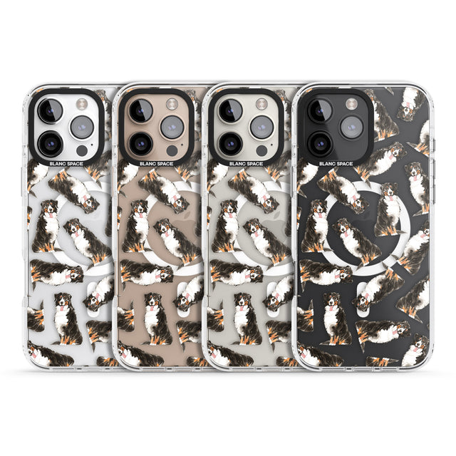 iPhone 16 Pro Max Bernese Mountain Dog Watercolour Dog Pattern Black Impact Phone Case