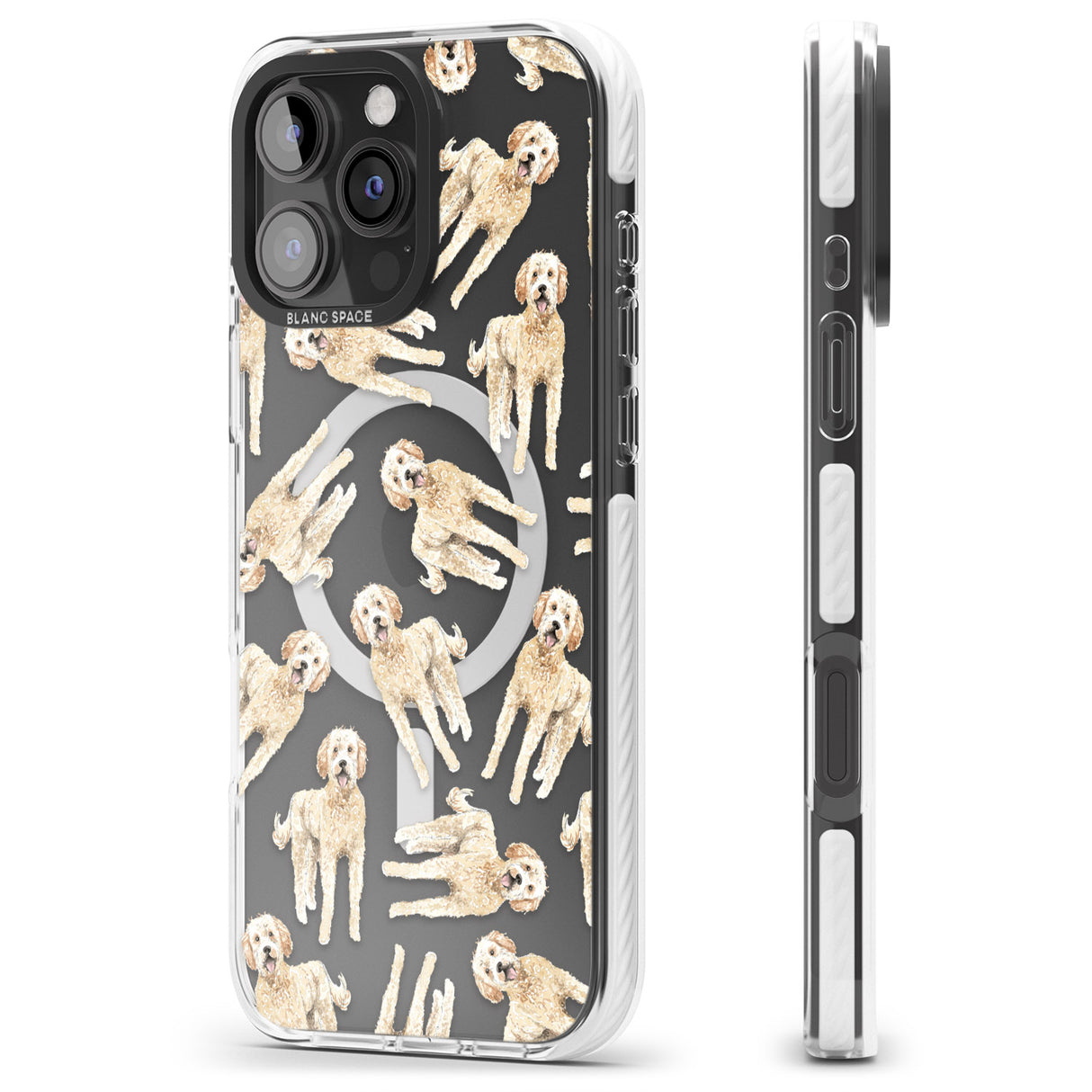 iPhone 16 Pro Max Goldendoodle Watercolour Dog Pattern Black Impact Phone Case