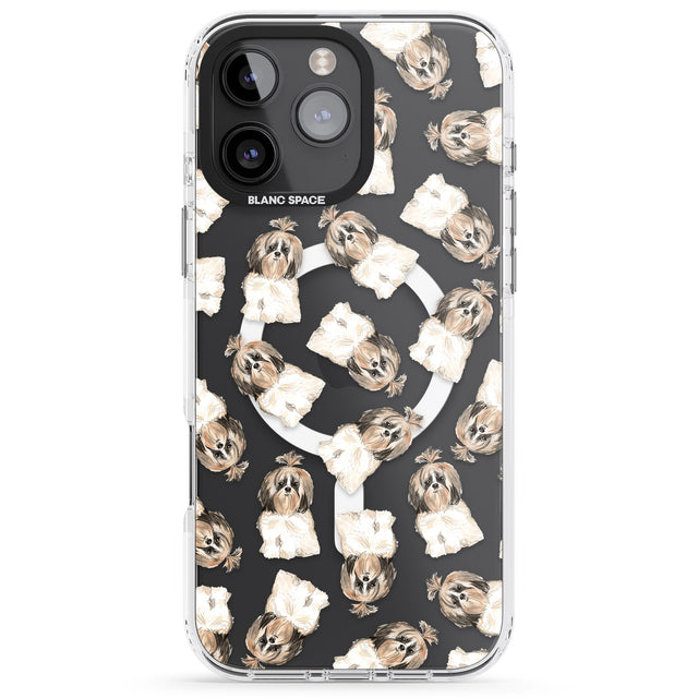 iPhone 16 Pro Max Shih tzu (Long Hair) Watercolour Dog Pattern Black Impact Phone Case