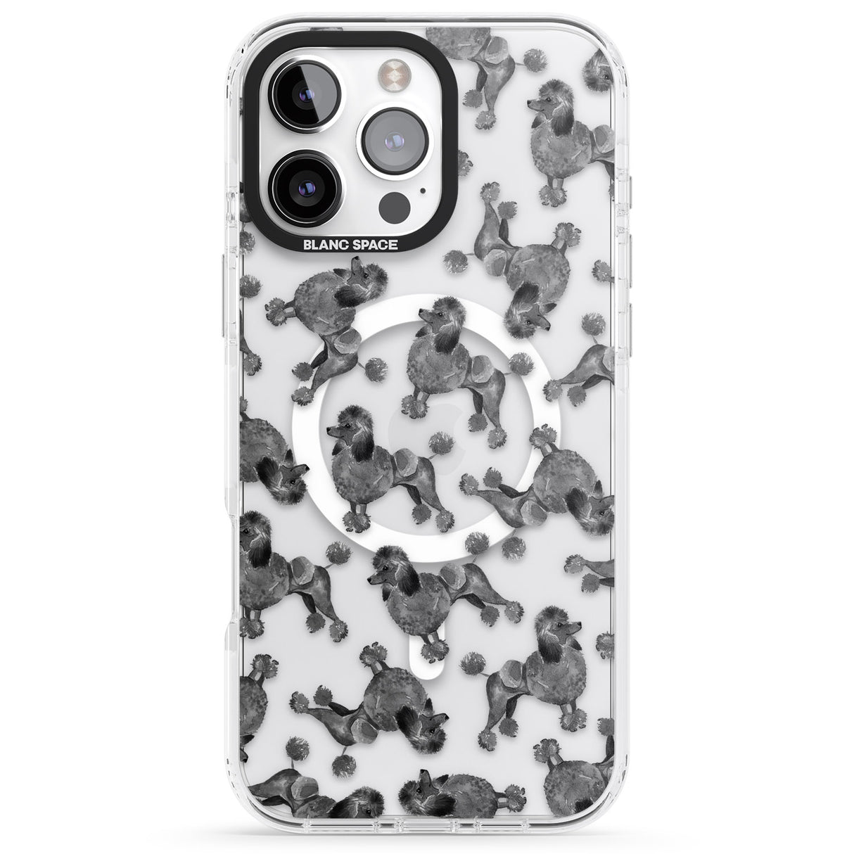 iPhone 16 Pro Max Poodle (Black) Watercolour Dog Pattern Black Impact Phone Case