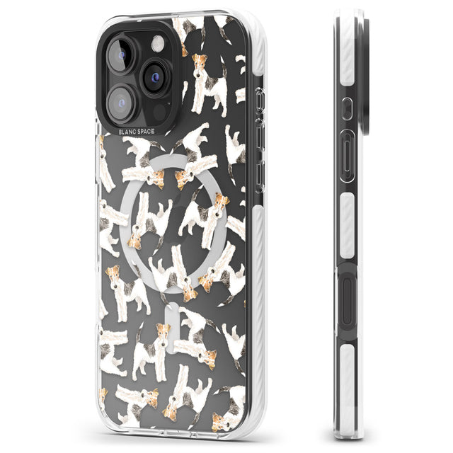 iPhone 16 Pro Max Wire Haired Fox Terrier Watercolour Dog Pattern Black Impact Phone Case