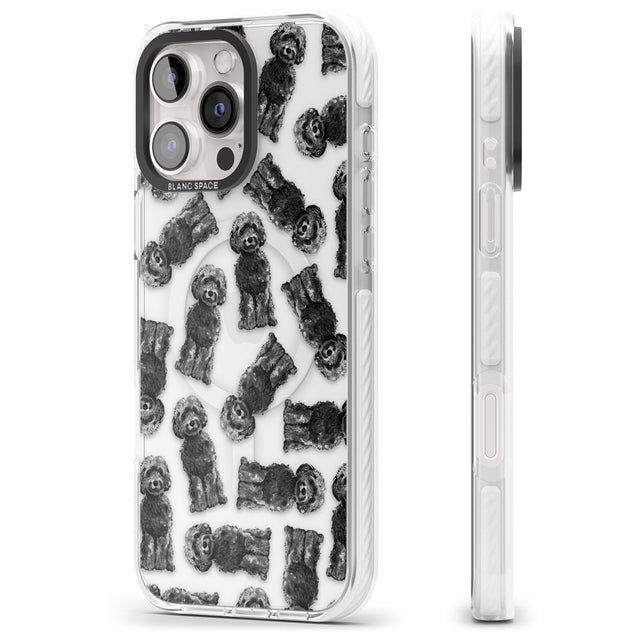 iPhone 16 Pro Max Cockapoo (Black) Watercolour Dog Pattern Black Impact Phone Case