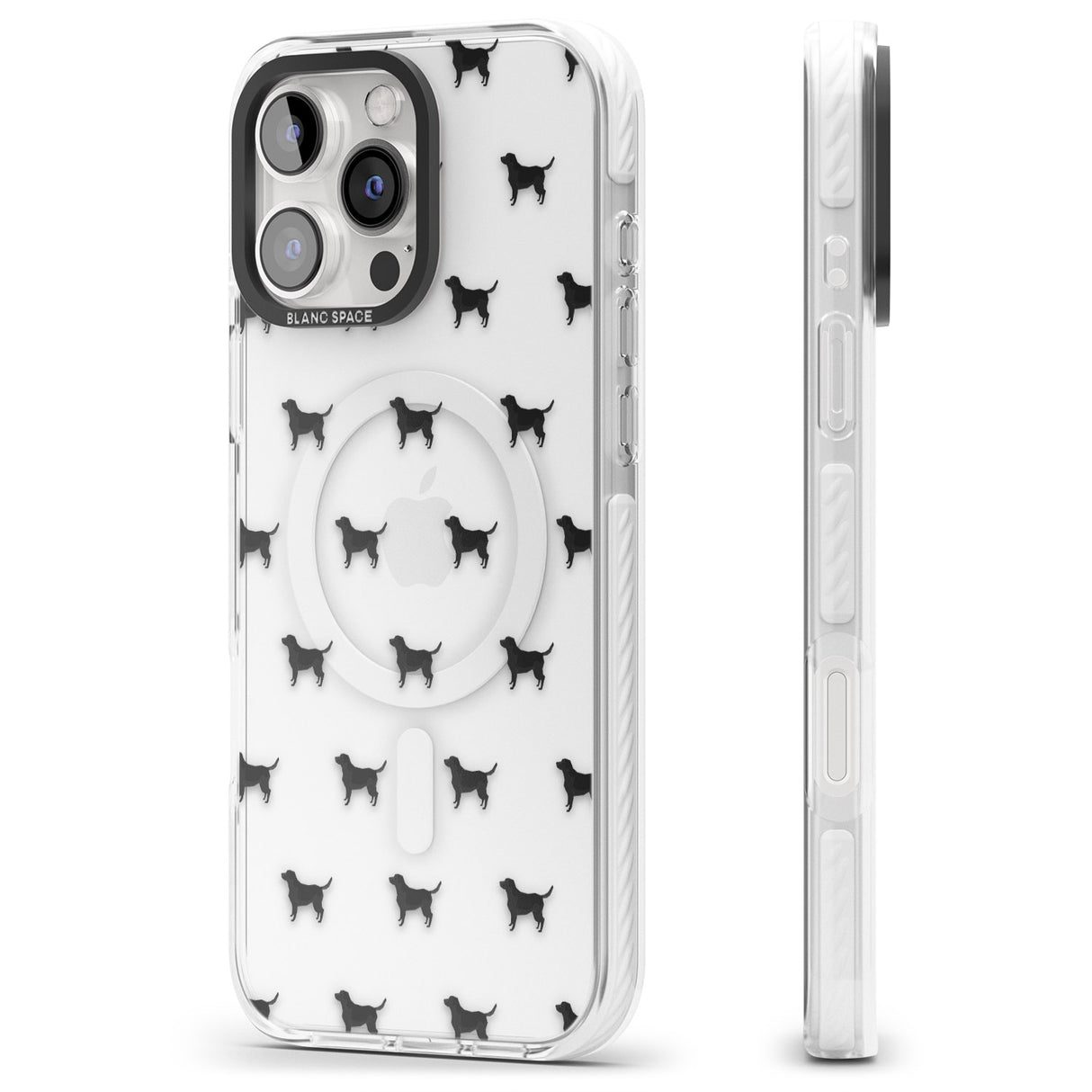 iPhone 16 Pro Max Black Labrador Dog Pattern Clear Black Impact Phone Case