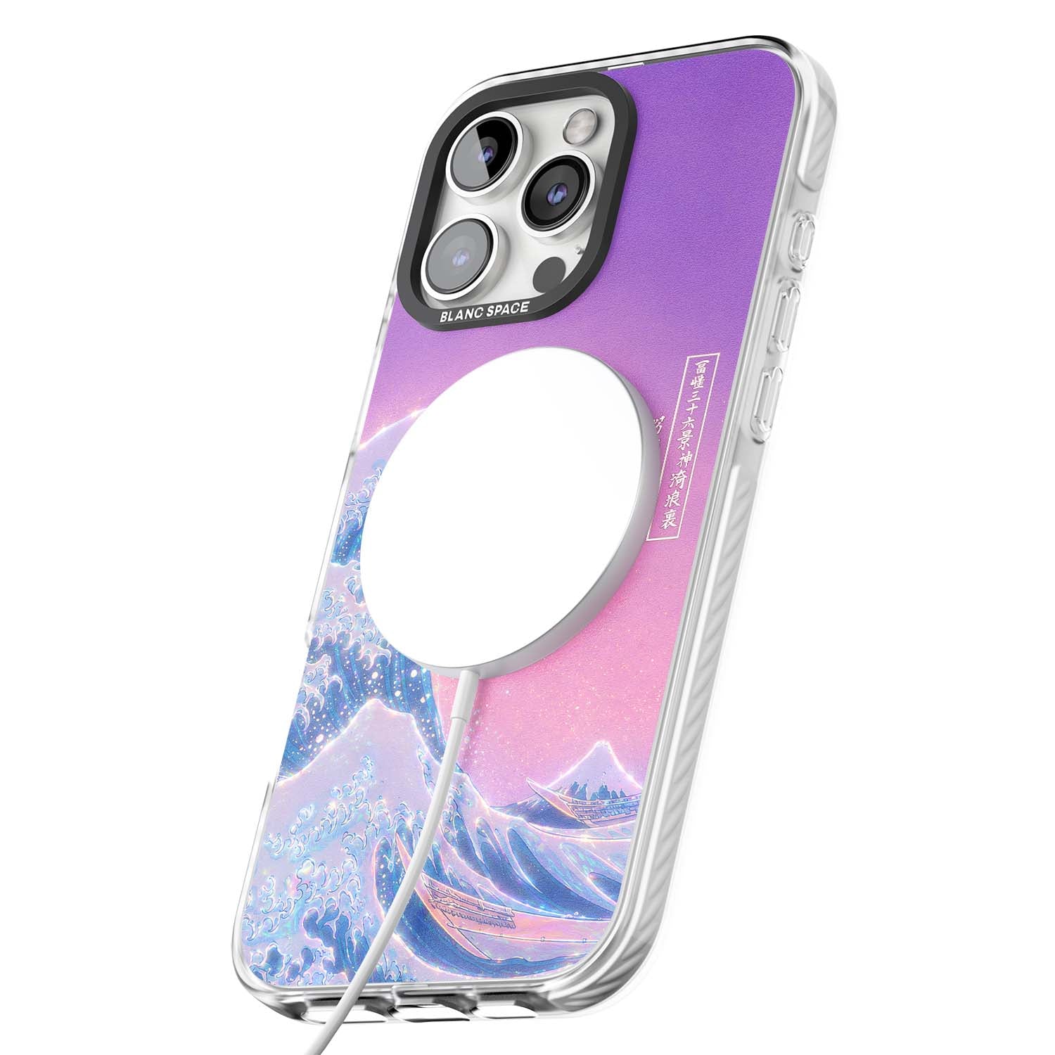 The Great Opal Wave Japanese iPhone case featuring Hokusai's great wave in iridescent pastels with lilac sky and Mou | Impact Magsafe case for iPhone 16 Pro, iPhone 16 Pro Max