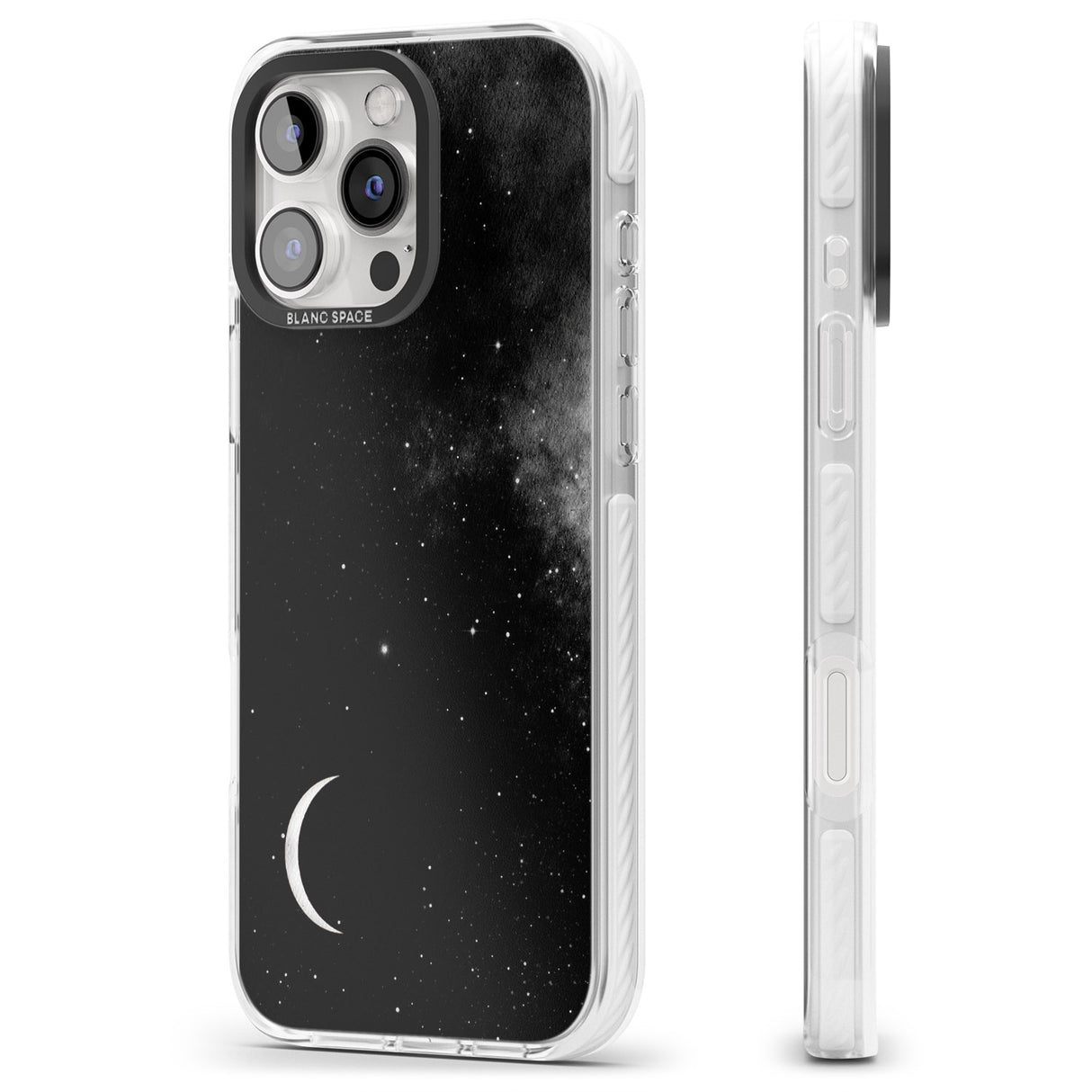 iPhone 16 Pro Max Night Sky Galaxies: Crescent Moon Black Impact Phone Case