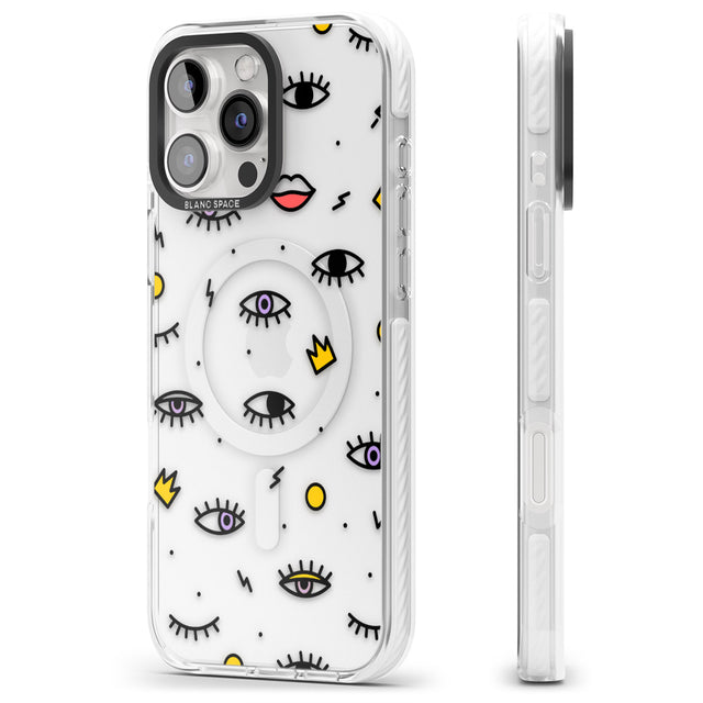 iPhone 16 Pro Max Eyes & Lips Icons Black Impact Phone Case