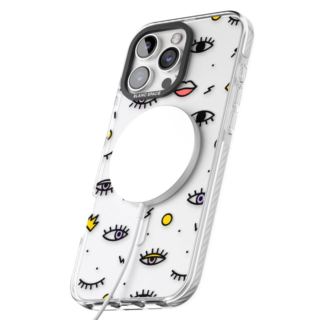 iPhone 16 Pro Max Eyes & Lips Icons Black Impact Phone Case