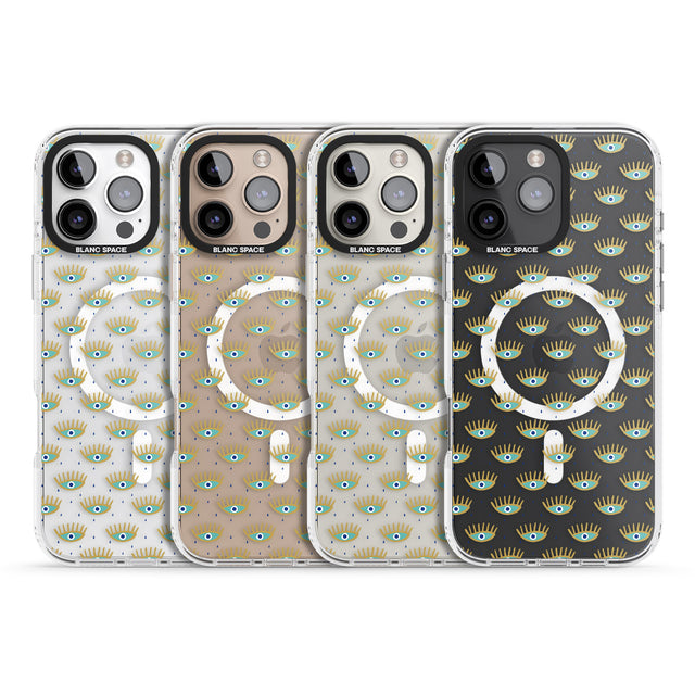 iPhone 16 Pro Max Crying Eyes (Clear) Psychedelic Eyes Pattern Black Impact Phone Case