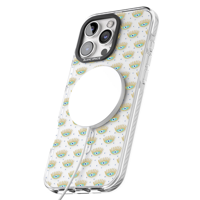 iPhone 16 Pro Max Crying Eyes (Clear) Psychedelic Eyes Pattern Black Impact Phone Case