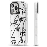 iPhone 16 Pro Max Abstract Continuous Line Faces Black on Clear Black Impact Phone Case