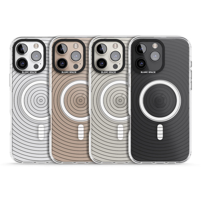 iPhone 16 Pro Max Abstract Lines: Circles Black Impact Phone Case