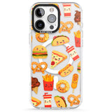 iPhone 16 Pro Max Fast Food Patterns Kawaii Fast Food Mix Black Impact Phone Case