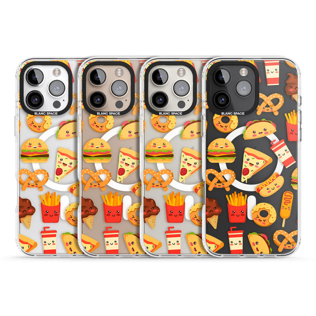 iPhone 16 Pro Max Fast Food Patterns Kawaii Fast Food Mix Black Impact Phone Case