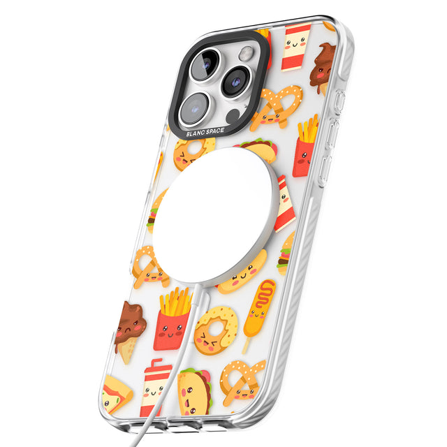 iPhone 16 Pro Max Fast Food Patterns Kawaii Fast Food Mix Black Impact Phone Case