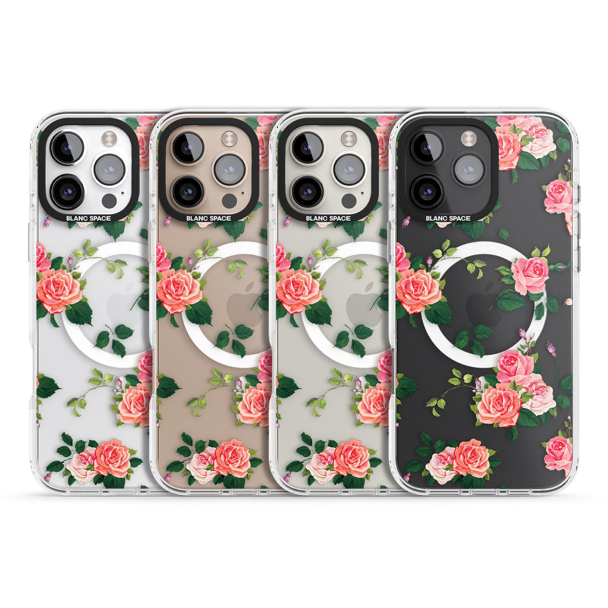 iPhone 16 Pro Max Pink Roses Black Impact Phone Case