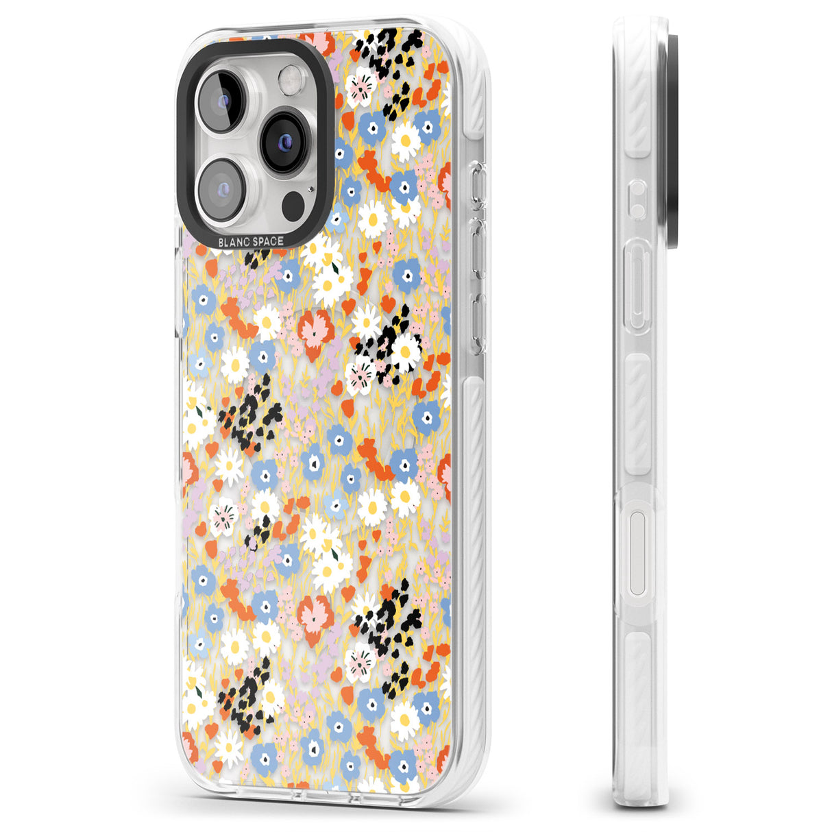 iPhone 16 Pro Max Busy Floral Mix: Transparent Black Impact Phone Case