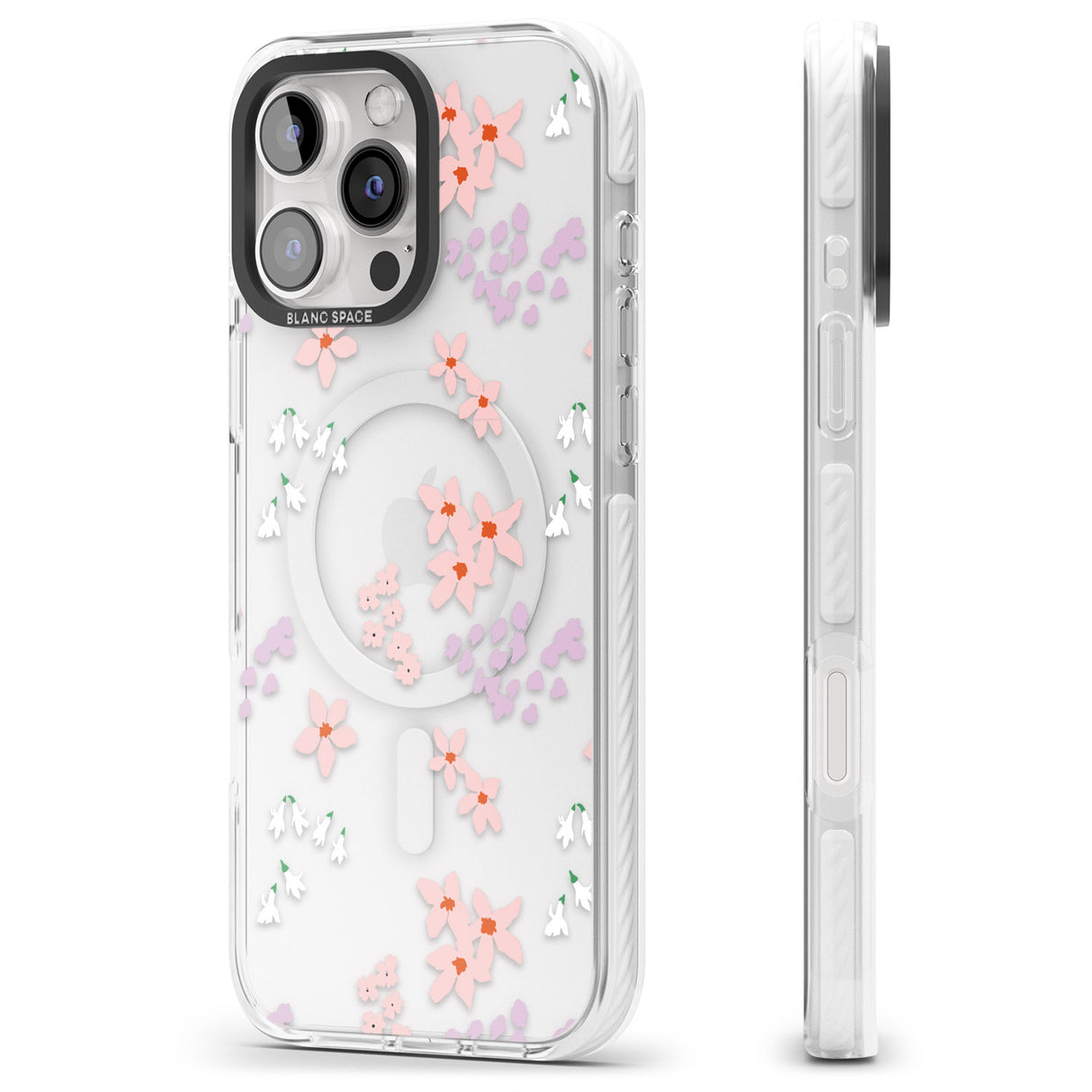 iPhone 16 Pro Max Pink & Purple Flower Mix: Clear Black Impact Phone Case