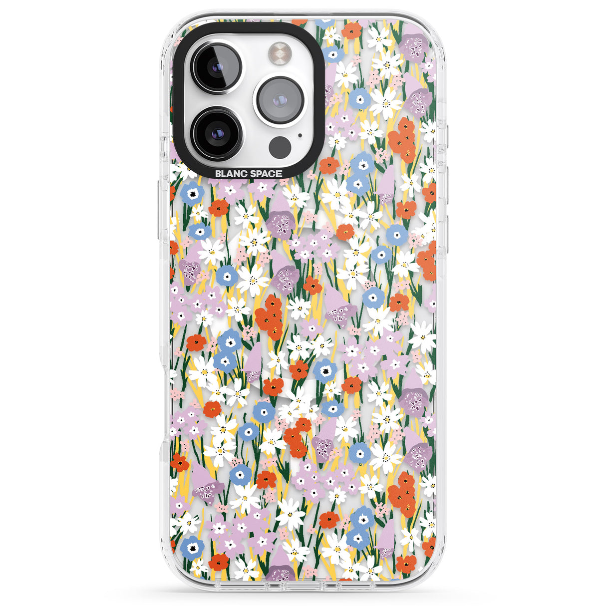 iPhone 16 Pro Max Energetic Floral Mix: Transparent Black Impact Phone Case