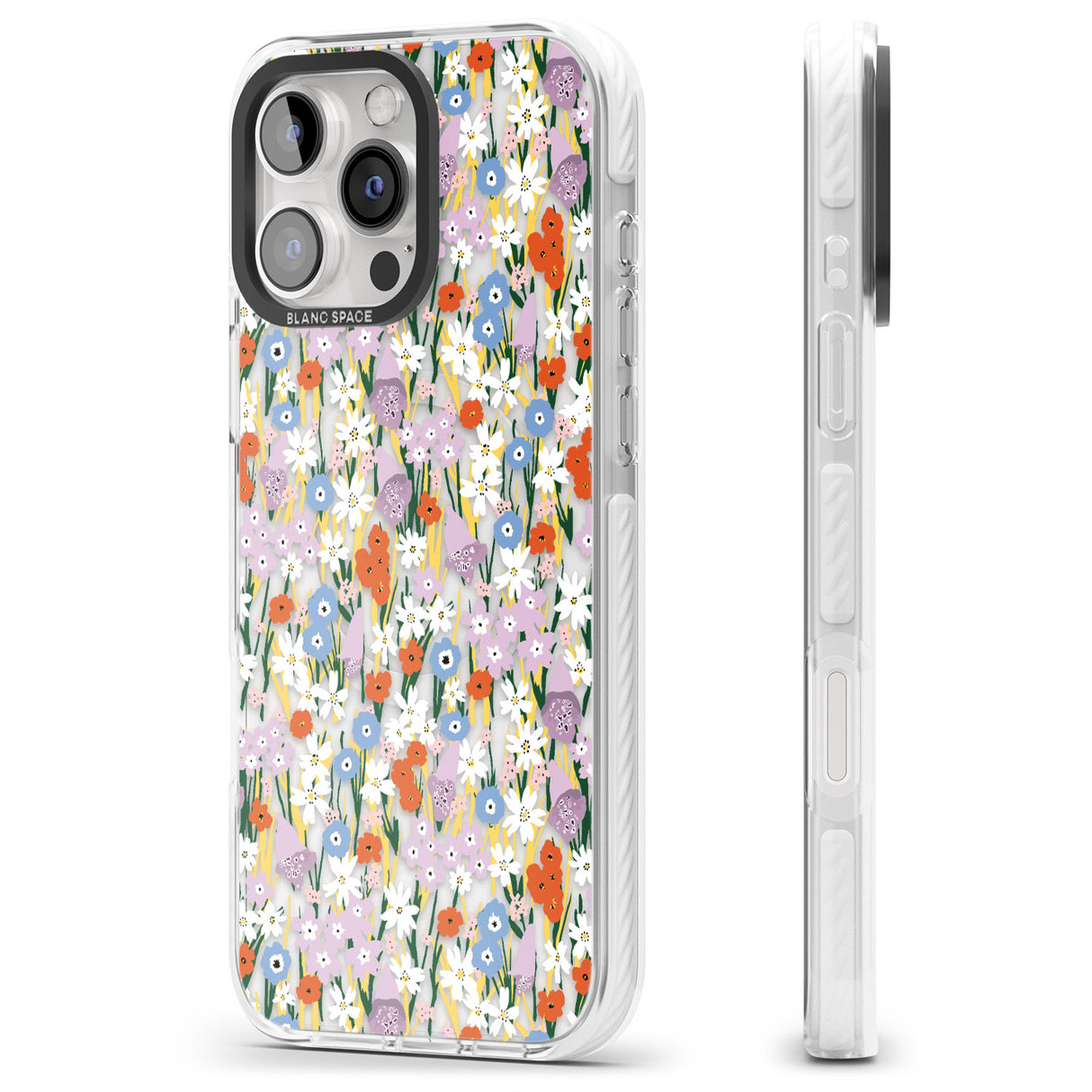 iPhone 16 Pro Max Energetic Floral Mix: Transparent Black Impact Phone Case