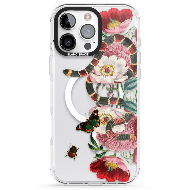 iPhone 16 Pro Max Floral Snake Black Impact Phone Case