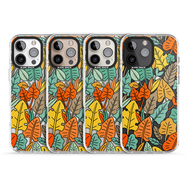 iPhone 16 Pro Max Pastel Toned Autumn Leaves Black Impact Phone Case