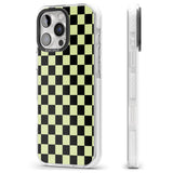 iPhone 16 Pro Max Black & Lime Check Black Impact Phone Case