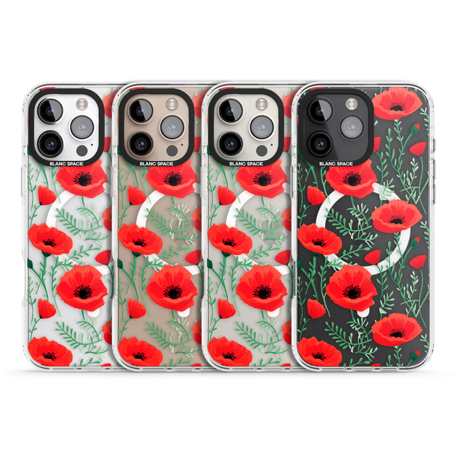 iPhone 16 Pro Max Poppy Garden Black Impact Phone Case