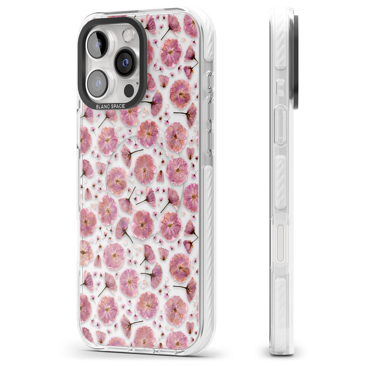 iPhone 16 Pro Max Pink Flowers & Blossoms Transparent Design Black Impact Phone Case