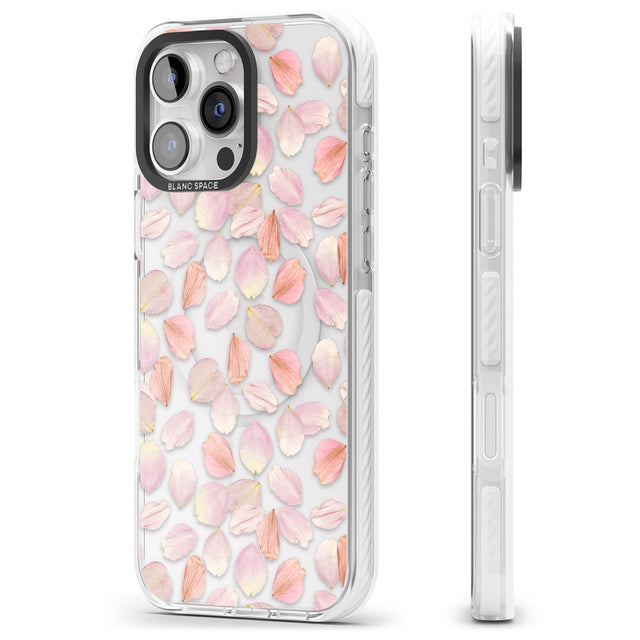 iPhone 16 Pro Max Pink Petals Transparent Design Black Impact Phone Case