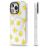 iPhone 16 Pro Max Daffodils Transparent Pattern Black Impact Phone Case