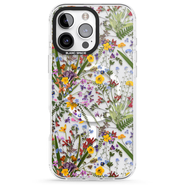 iPhone 16 Pro Max Wildflower & Leaves Black Impact Phone Case