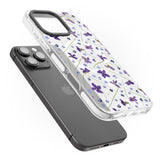 iPhone 16 Pro Max Violet & Blue Floral Pattern Design Black Impact Phone Case