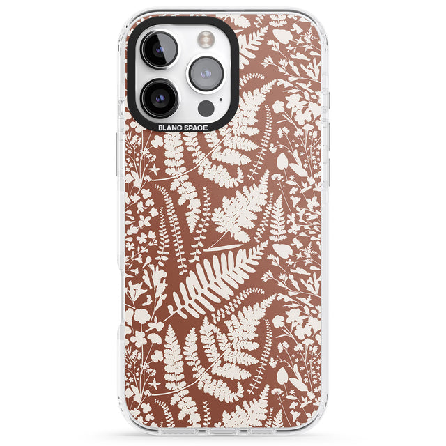 iPhone 16 Pro Max Wildflowers and Ferns on Terracotta Black Impact Phone Case