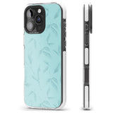 iPhone 16 Pro Max Blue Leaves Vintage Botanical Black Impact Phone Case