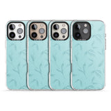 iPhone 16 Pro Max Blue Leaves Vintage Botanical Black Impact Phone Case