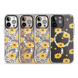 iPhone 16 Pro Max Yellow Blossoms Transparent Floral Black Impact Phone Case