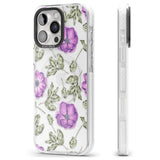 iPhone 16 Pro Max Purple Blossoms Transparent Floral Black Impact Phone Case