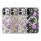 iPhone 16 Pro Max Purple Blossoms Transparent Floral Black Impact Phone Case