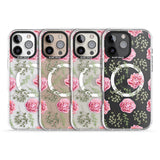 iPhone 16 Pro Max Roses & Eucalyptus Transparent Floral Black Impact Phone Case