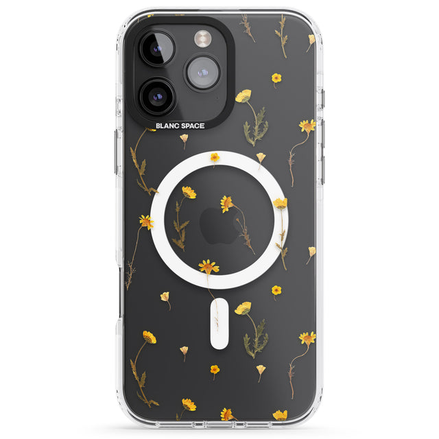 iPhone 16 Pro Max Mixed Yellow Flowers - Dried Flower-Inspired Black Impact Phone Case