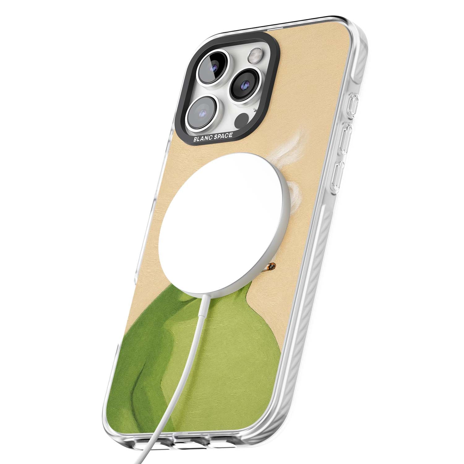 The Smoking Frog cottagecore iPhone case featuring a hand-painted green frog smoking a cigarette on a cream oil painting back | Impact Magsafe case for iPhone 16 Pro, iPhone 16 Pro Max