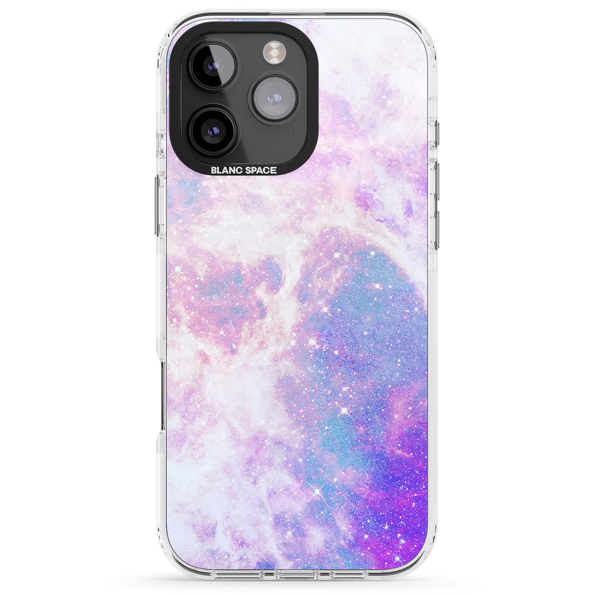 iPhone 16 Pro Max Purple & Blue Galaxy Pattern Design Black Impact Phone Case