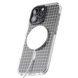 iPhone 16 Pro Max Simplistic Small Grid Designs White (Transparent) Black Impact Phone Case