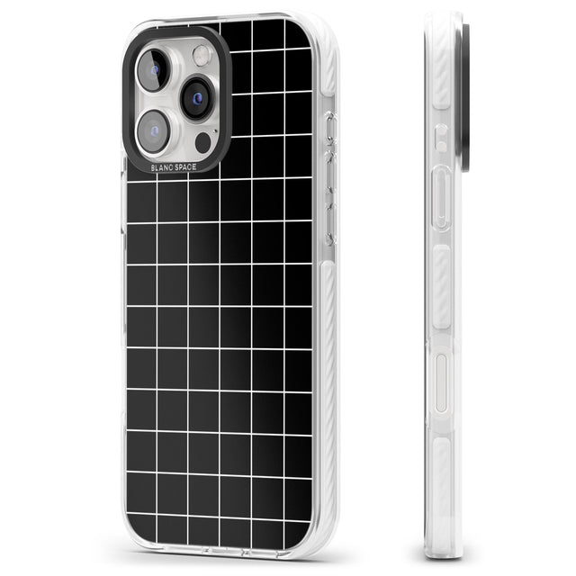 iPhone 16 Pro Max Simplistic Large Grid Pattern Black Black Impact Phone Case