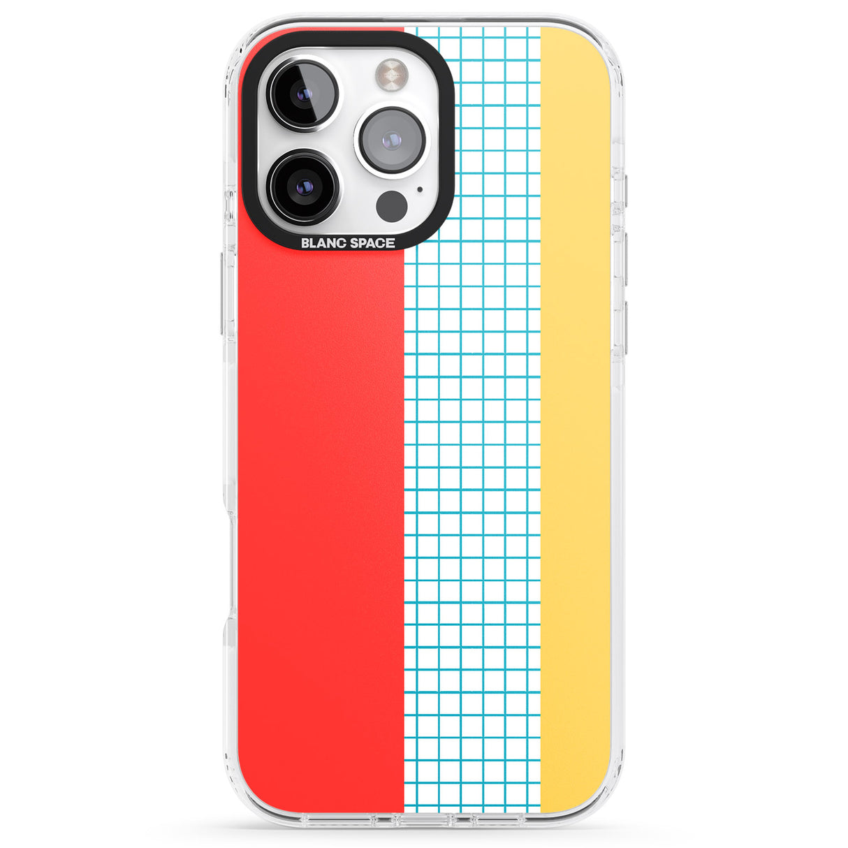 iPhone 16 Pro Max Abstract Grid Red, Blue, Yellow Black Impact Phone Case